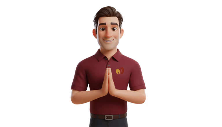 Customer support character welcoming visitors
